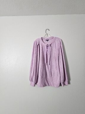 Democracy Lilac Lace-Up Chenille Sweater